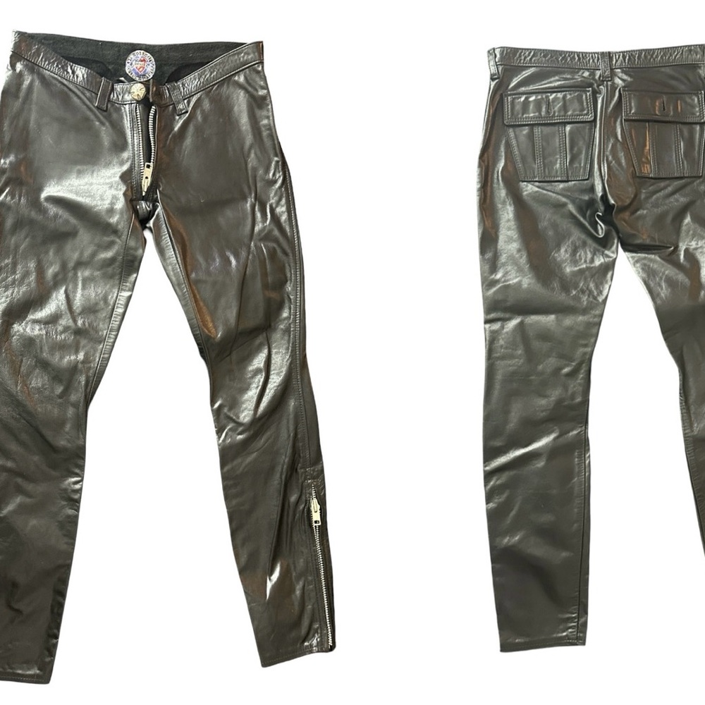 Agatha Blois men’s leather custom one of one low rise pants